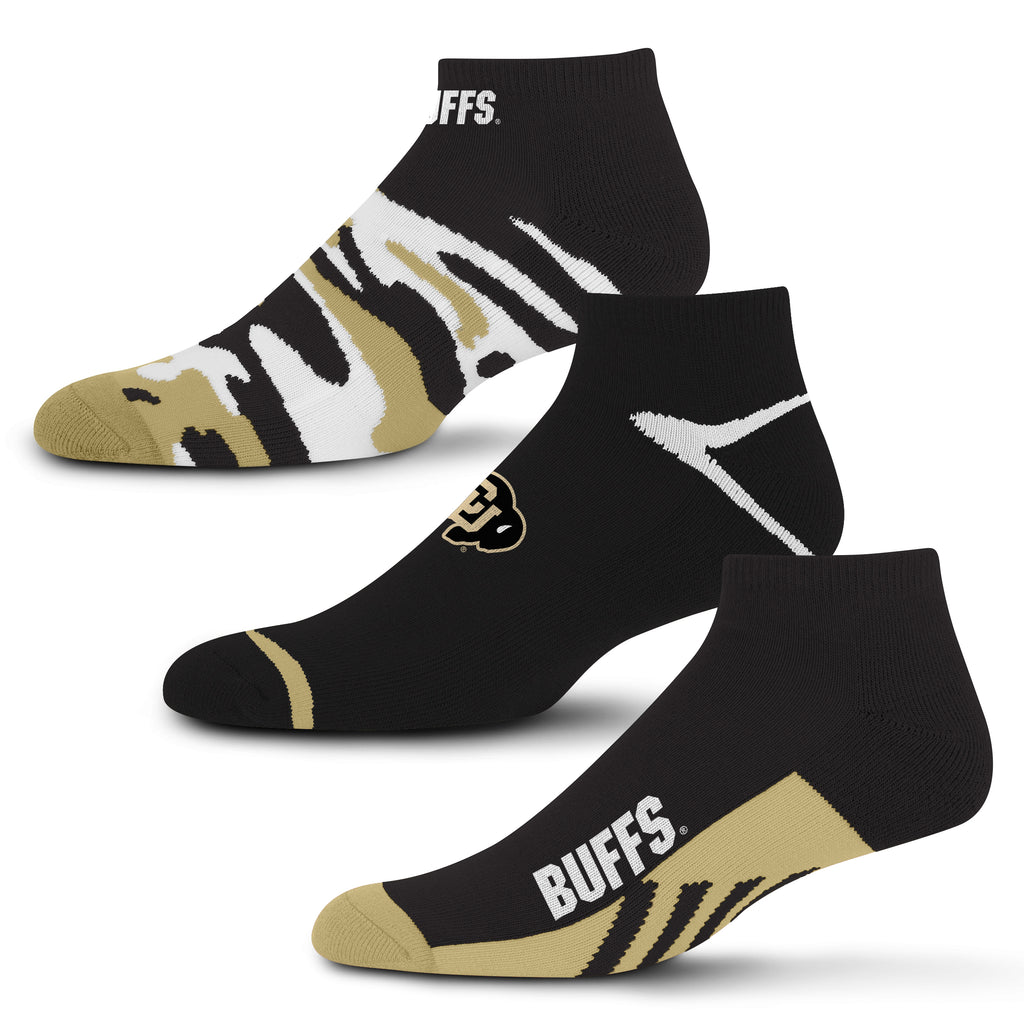 Colorado Buffaloes Camo Boom No Show Socks 3 Pack Sports Fanz