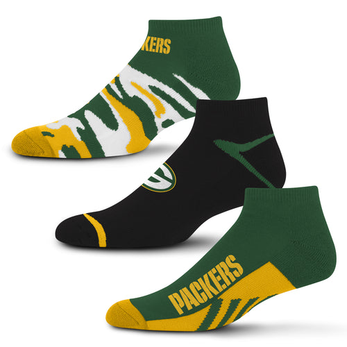 Green Bay Packers Camo Boom No Show Socks 3 Pack