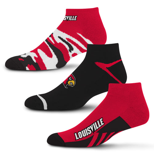 Louisville Cardinals Camo Boom No Show Socks 3 Pack