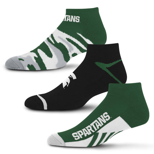 Michigan State Spartans Camo Boom No Show Socks 3 Pack