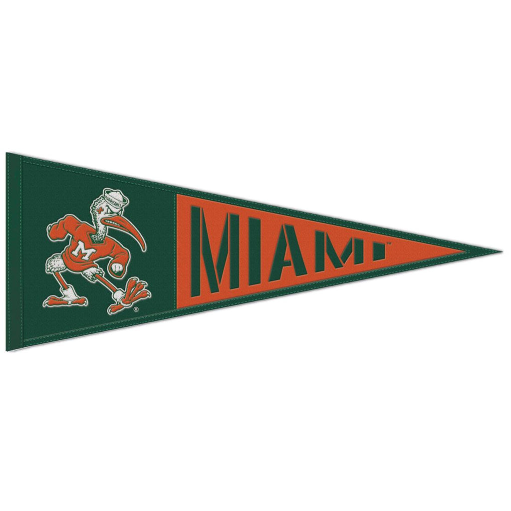 Miami Hurricanes Throwback Logo Wool Pennant 12"x32" Sports Fanz