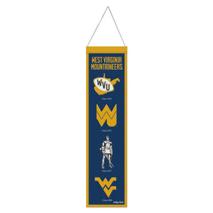 West Virginia Mountaineers Logo Evolution Wool Banner - 8"x32"
