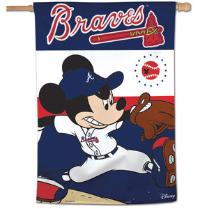 Atlanta Braves Mickey Mouse Vertical Flag - 28"x40"                                                                        