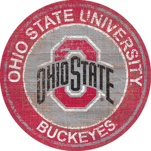 Ohio State Buckeyes Heritage Logo Round Wood Sign - 23.5