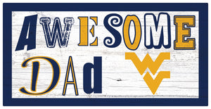 West Virginia Mountaineers Awesome Dad Wood Sign - 6"x12"