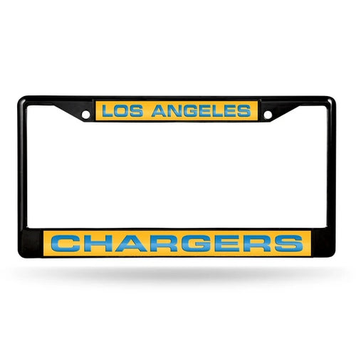 Los Angeles Chargers Black Laser Chrome License Plate Frame