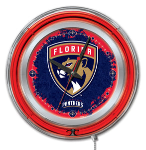 Florida Panthers Double Neon Wall Clock - 15 "