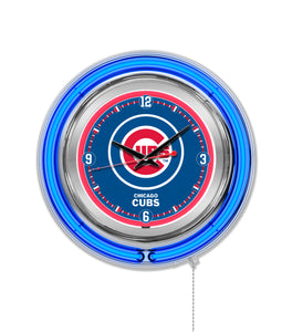 Chicago Cubs Double Neon Wall Clock - 15"