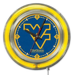 West Virginia Mountaineers Double Neon Wall Clock - 15 "