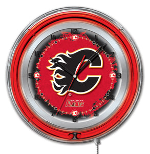 Calgary Flames Double Neon Wall Clock - 19 "