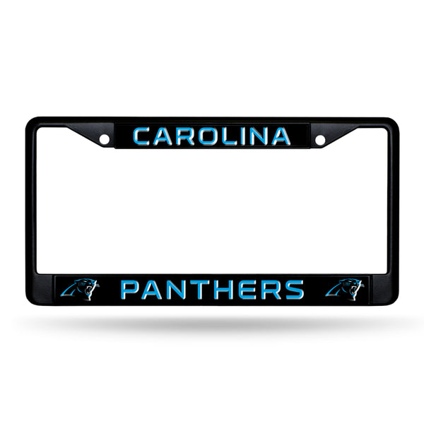 Carolina Panthers Chrome Black Metal License Plate Frame
