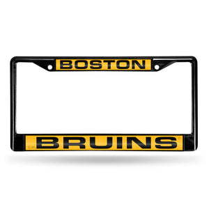 Boston Bruins Black Laser Chrome License Plate Frame