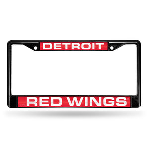 Detroit Red Wings Black Laser Chrome License Plate Frame
