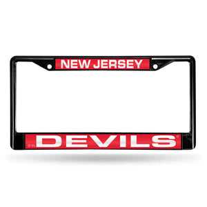 New Jersey Devils Laser Chrome Black License Plate Frame