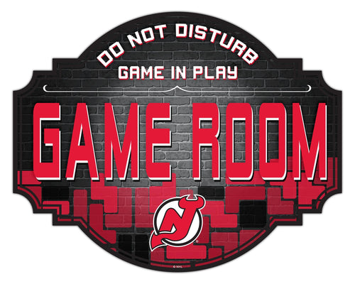New Jersey Devils Game Room Wood Tavern Sign -12