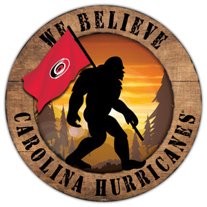 Carolina Hurricanes We Believe Bigfoot Wood Sign - 12"