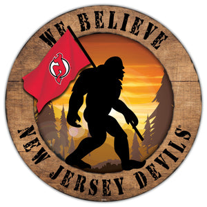New Jersey Devils We Believe Bigfoot Wood Sign - 12"