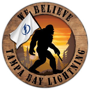 Tampa Bay Lightning We Believe Bigfoot Wood Sign - 12"