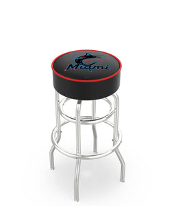 Miami Marlins Doubling Swivel Counter Stool with Chrome Finish - 25"
