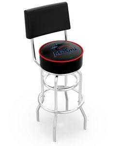 Miami Marlins Doubleing Swivel Bar Stool with Chrome Finish  -30"
