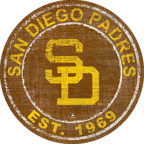 San Diego Padres Heritage Logo Round Wood Sign - 24