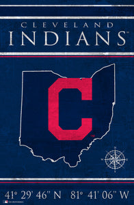 Cleveland Indians Coordinates Wood Sign - 17"x26"