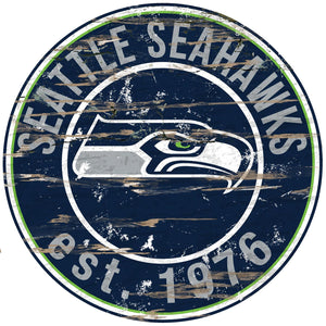  Seattle Seahawks Distressed Round Sign - 24"