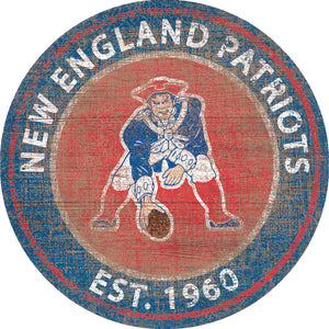 New England Patriots Heritage Logo Round Sign - 24"