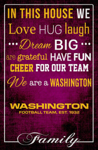 Washington Football Team In This House Wood Sign - 17"x26"