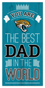 Jacksonville Jaguars Best Dad Wood Sign - 6"x12"