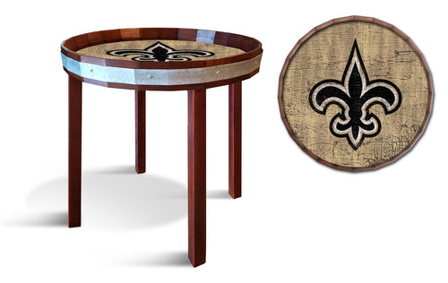 New Orleans Saints Barrel Top Side Table