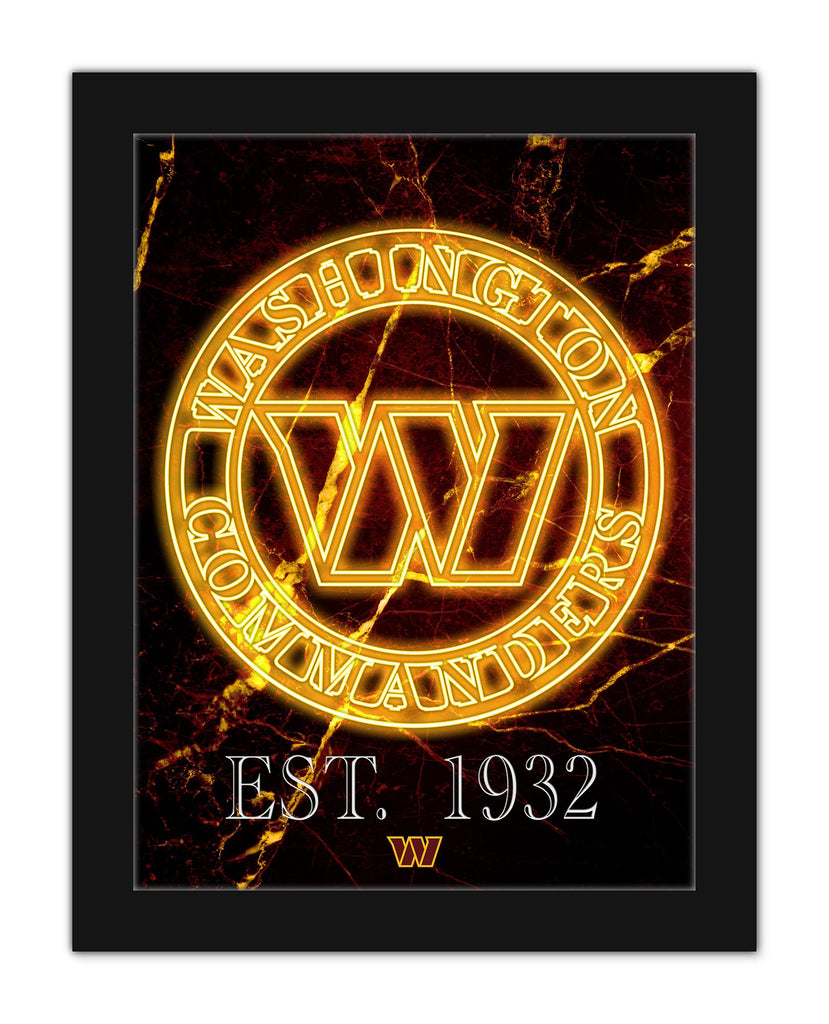Washington Commanders Neon Circle Logo Framed 12"x16" Sports Fanz
