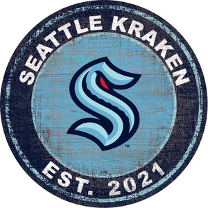 Seattle Kraken Heritage Logo Wood Sign - 24"