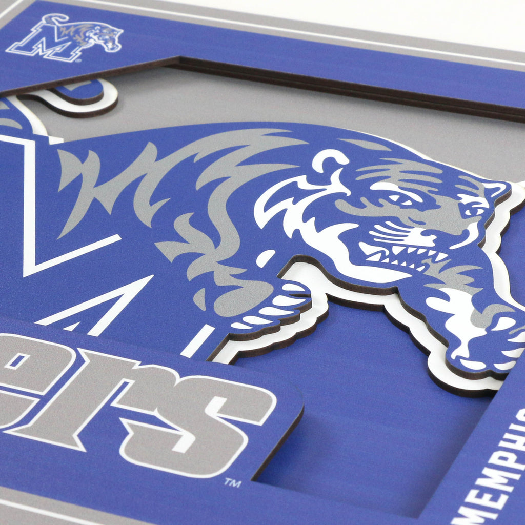 Memphis Tigers 3D Logo Series Wall Art 12"x12" Sports Fanz