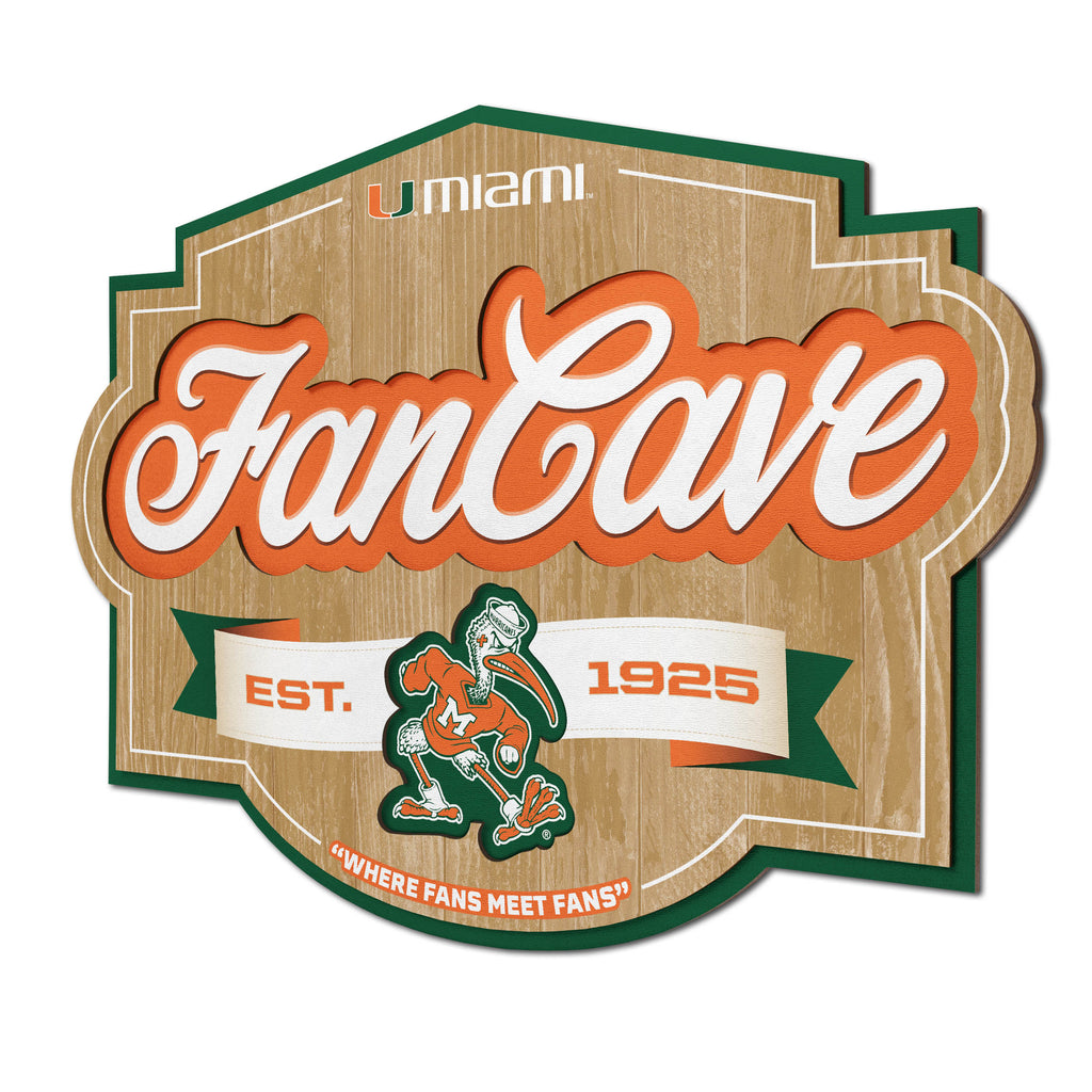 Miami Hurricanes 3D Fan Cave Wood Sign Sports Fanz