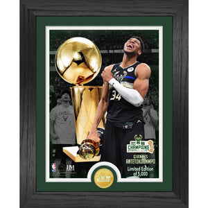 Giannis Antetokounmpo Milwaukee Bucks 2021 NBA Champions Trophy Bronze Coin Photo Mint