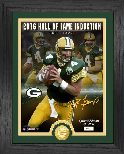 Brett Favre Green Bay Packers Hall Of Fame Induction Bronze Coin Signature Photo Mint