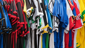 A closet full of jerseys