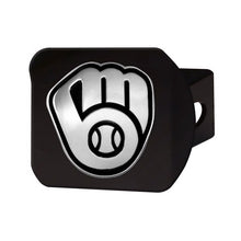 Milwaukee Brewers Chrome Emblem On Black Hitch Cover