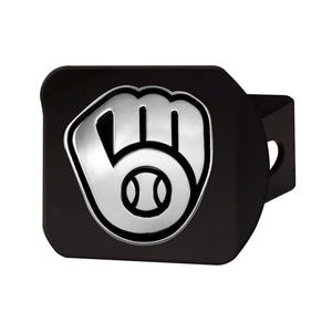 Milwaukee Brewers Chrome Emblem On Black Hitch Cover