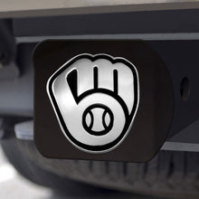 Milwaukee Brewers Chrome Emblem On Black Hitch Cover