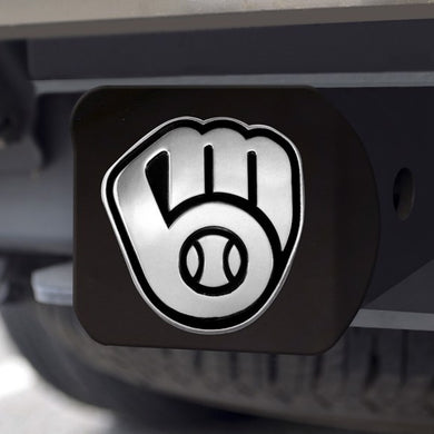 Milwaukee Brewers Chrome Emblem On Black Hitch Cover