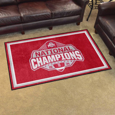 Ohio State Buckeyes 2024 CFP National Champions Plush Rug 4'x6'