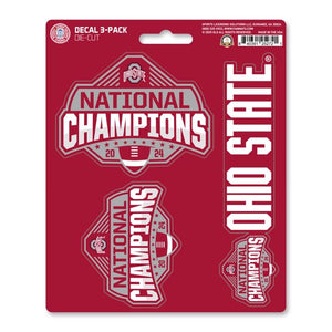 Ohio State Buckeyes 2024 CFP National Champions Decal 3-pk