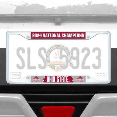 Ohio State Buckeyes 2024 CFP National Champions White License Plate Frame