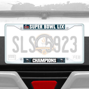 Philadelphia Eagles Super Bowl 59 Super Bowl Champions White License Plate Frame