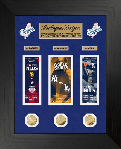 Los Angeles Dodgers Deluxe Road to the 2024 World Series Ticket Gold Coin Photo Mint