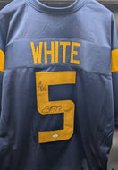 Pat White #5 College Style Signed Navy Blue Jersey JSA Eat Shit Pitt!