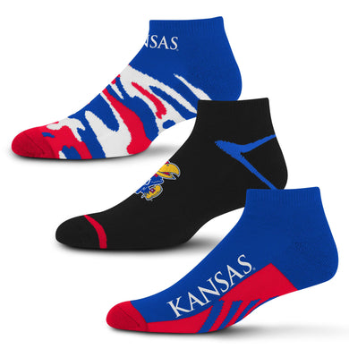 Kansas Jayhawks Camo Boom No Show Socks 3 Pack