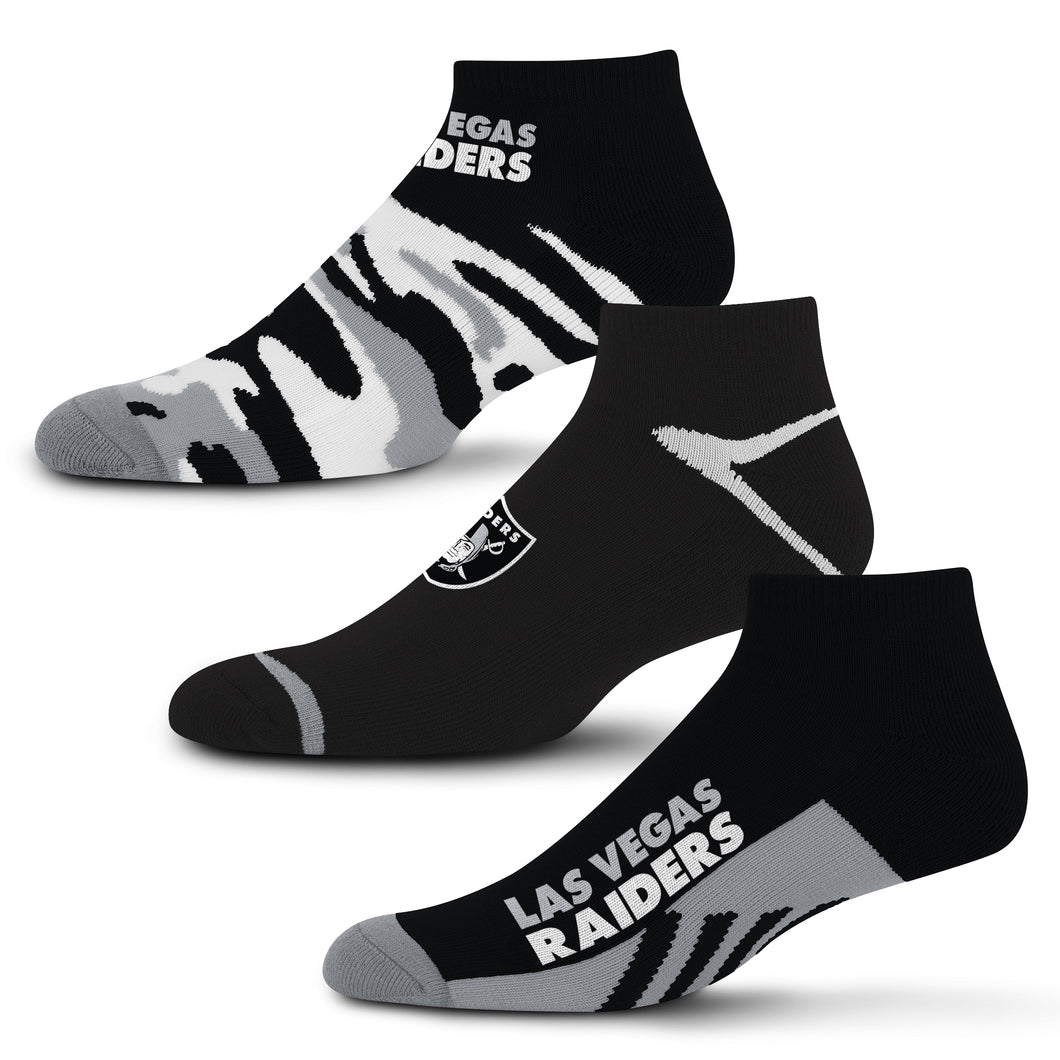 For Bare Feet Men's NFL Camo Boom 3-Pack Ankle Sock